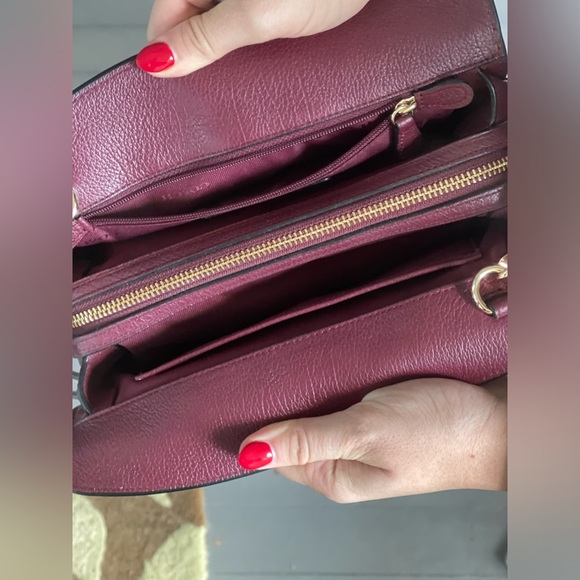 ⭐️Rare⭐️ Coach Willow Floral Mercer Satchel 24 in grain leather. Burgundy. New! - Picture 7 of 14